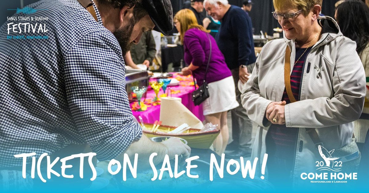 Tickets on sale NOW for the 2022 #SongsStagesSeafood Festival! 🐟

🎟 Grab tickets for your favourite events by heading over to our Eventbrite: songsstagesandseafood.eventbrite.com! 

#BayRoberts #ComeHomeYear