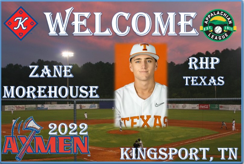 Introducing <a href="/MorehouseZane/">Zane Morehouse</a> of <a href="/TexasBaseball/">Texas Baseball</a> to our 2022 <a href="/KingsportAxmen/">Kingsport Axmen</a> team!! 🪓⚾️

Can't wait to see you on the mound this summer!