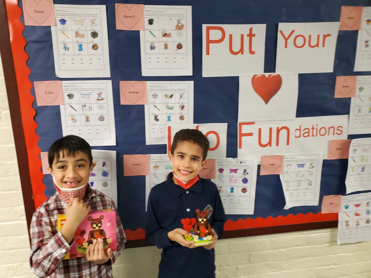 JMBCS_Eagles12's tweet photo. Ms. Fahley's 1st grade class participated in a "Put Your Heart into Fundations" contest, which consisted of a variety of activities to test their Fundations skills. Samar Vermar & Amir Karim were the winners! @BPSEarlyChildhd @wilsonlanguage #JMBCS #GREATJOB https://t.co/mi8yAjYgjT