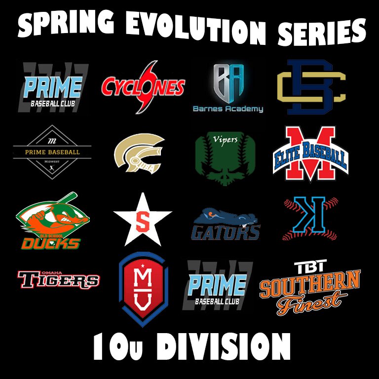 evolutionKC32's tweet photo. 3&amp;2 Spring Evolution Series field is set! Here are the 10u teams. KS, MO, NE, OK, LA &amp; IL are all represented  #loaded https://t.co/qfSLZKoI1P