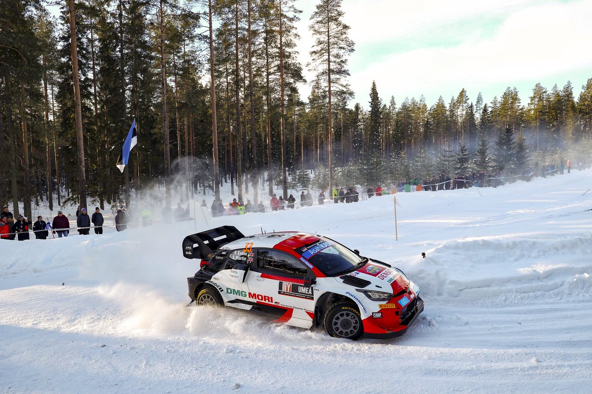 ElfynEvans's tweet photo. Started a bit slowly this morning but the feeling was better this afternoon and we pushed a bit more when we could. That saw us take the lead but then we dropped time on the last stage. 

Overall the speed is there but we just didn’t bring it all together today. 👍❄️ @TGR_WRC https://t.co/33sCPeDvDB
