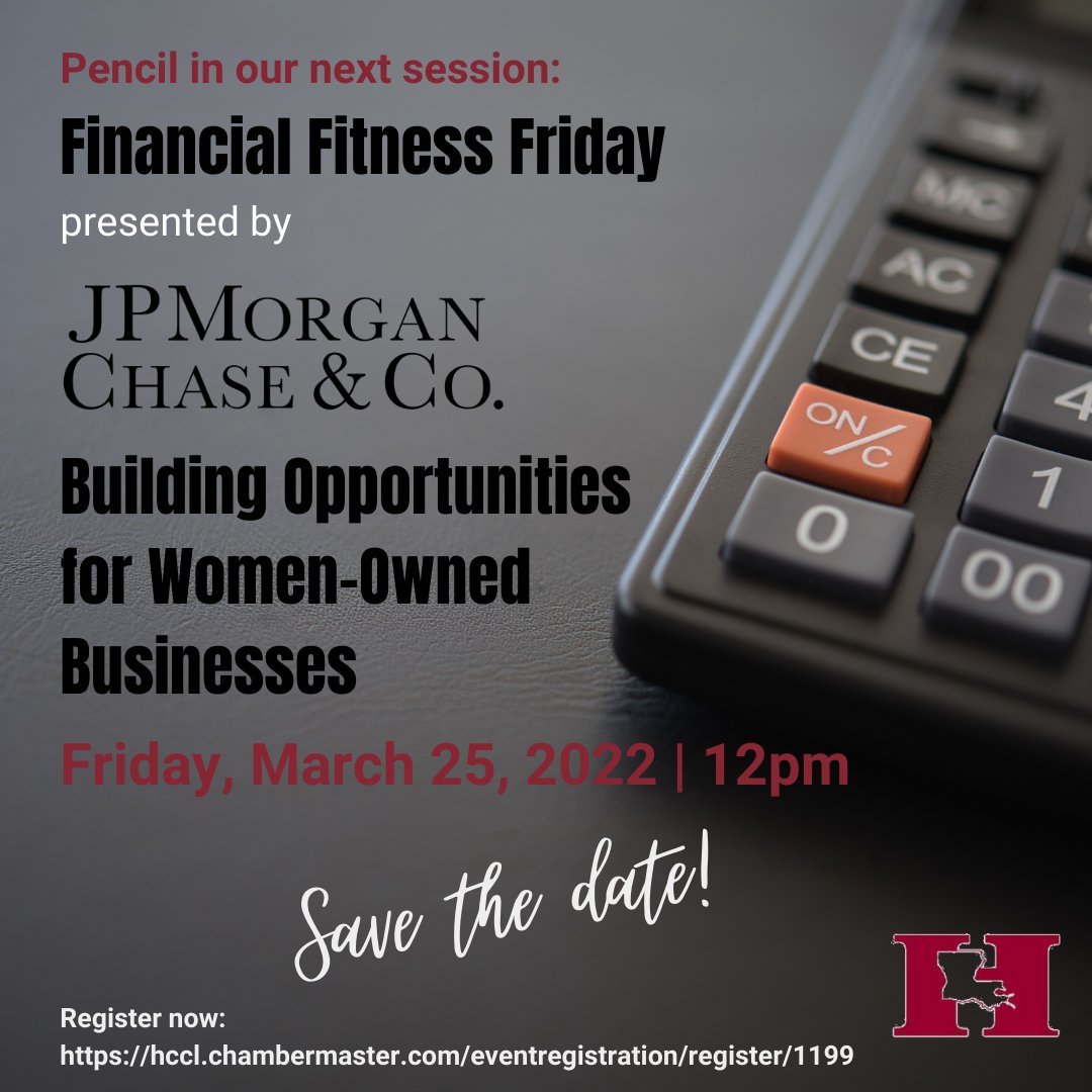 Hispanic Chamber LA (@hispanicccl) on Twitter photo Another session on Financial Fitness Fridays, presented by JPMorgan <a href="/Chase/">Chase</a> is coming March 25th. The lunch-hour webinar explores ways women and the business community build opportunities for women-owned businesses. More details coming soon. Register now:
hccl.chambermaster.com/eventregistrat… Another session on Financial Fitness Fridays, presented by JPMorgan <a href="/Chase/">Chase</a> is coming March 25th. The lunch-hour webinar explores ways women and the business community build opportunities for women-owned businesses. More details coming soon. Register now:
hccl.chambermaster.com/eventregistrat…