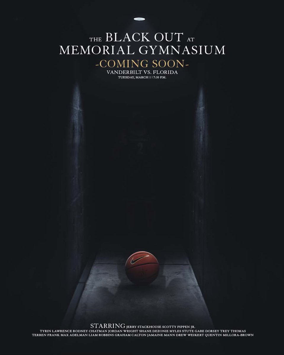 VandyMBB's tweet photo. 🎥 𝐁𝐋𝐀𝐂𝐊 𝐎𝐔𝐓
⚓️ Stay tuned. Tuesday night.
Final home game of the regular season.
It’s about to be a movie. https://t.co/wFimu1hcq6