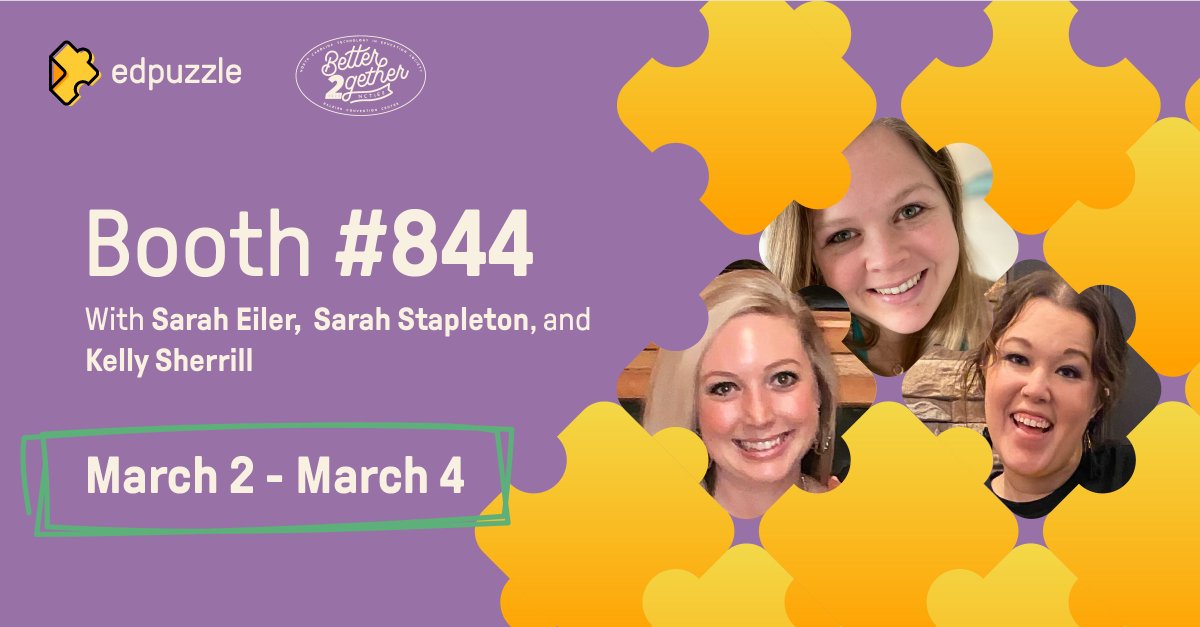 We can't wait to see you at #NCTIES22! Come learn more about how fabulous <a href="/edpuzzle/">Edpuzzle</a> is with myself, the amazing <a href="/kelly_sherrill1/">Kelly Sherrill</a> and the wonderful <a href="/edpuzzlesarah/">Sarah Stapleton</a>. We can't wait to see your smiling faces at Booth #844! 💛🧩