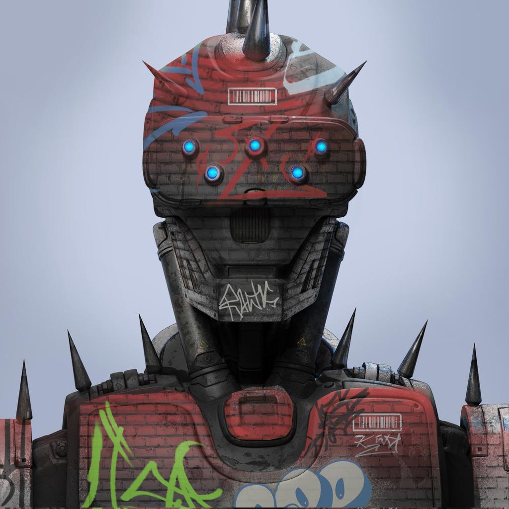 cubartsch's tweet photo. @0xPurdude Look for Sid Vicious. The only real street punk, with brick stone pattern and graffiti on it.
#huxleysaga #robotchain #robopunk https://t.co/fyjHQVeSvG