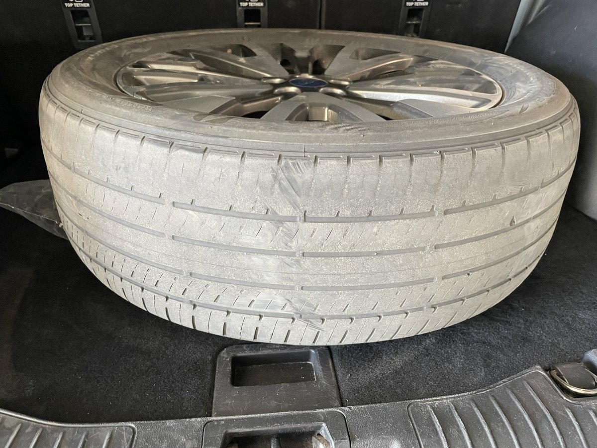 josephwolf's tweet photo. @Budget talks about safety, but sends their customers out on the road like this. A bald tire that promptly went flat while on the expressway. Lucky we’re still alive. Then they have the gall to try and charge us for gas that we returned full. Take your business elsewhere! https://t.co/XOgjdkNybz