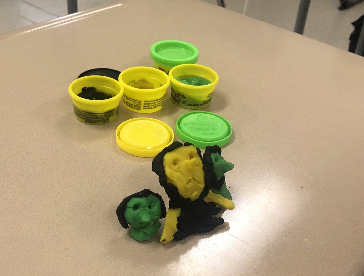 MrsMarlette's tweet photo. Students in English 12 Blended got creative and used materials of their choosing to create their own interpretations of the witches in Macbeth! https://t.co/suyKJhWcPK