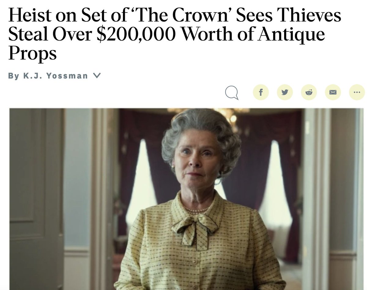 Les plateaux de #TheCrown et #Lupin , deux séries Netflix, victimes de braquages (who’s the prime suspect?). Voilà une bonne idée de série.