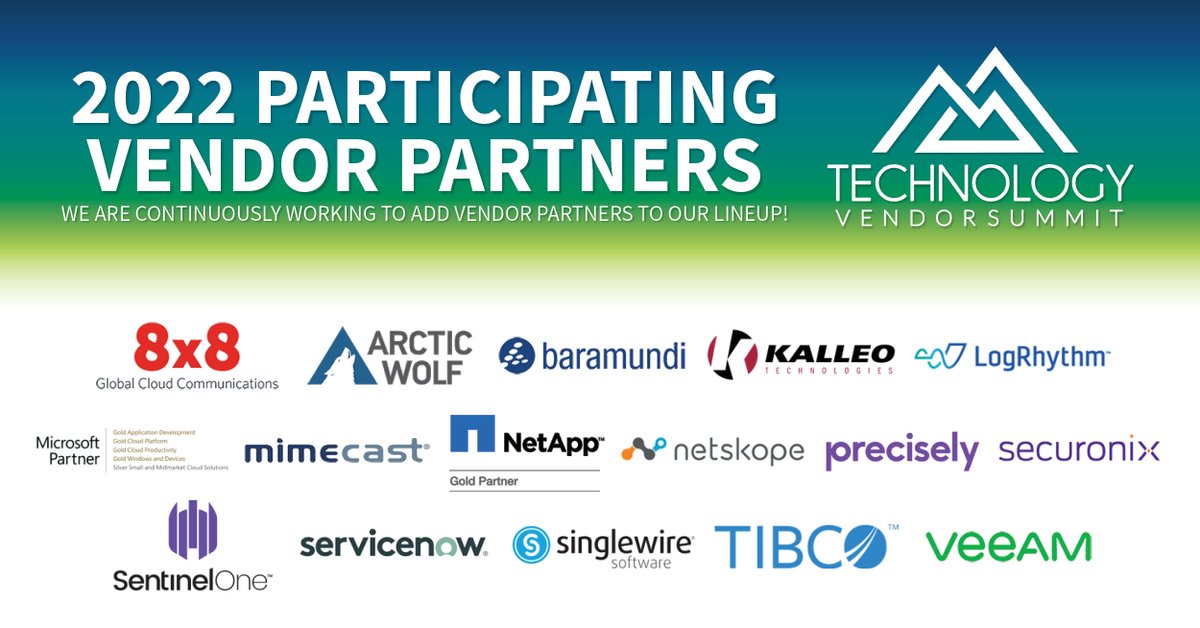 kellerschroeder's tweet photo. Our list of vendor partners who will be at the Technology Vendor Summit this year continues to grow! We are continuously working to add vendor partners to our lineup! #tvs #vendor

Learn more about our TVS vendor partners and register to join us here: https://t.co/URaXHmIdEi https://t.co/wqvgvfrGvd