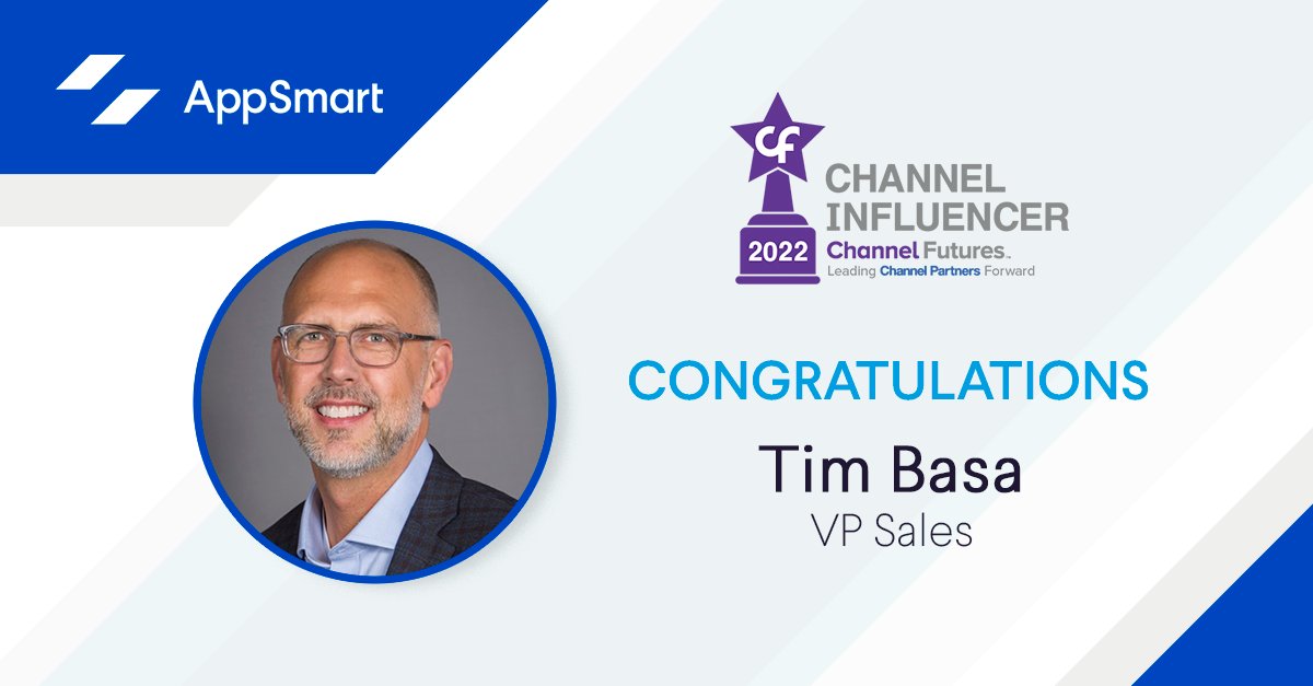 Congratulations to AppSmart VP of Sales <a href="/TimBasa/">Tim Basa</a>, a @Channel Futures 2022 Channel Influencer, for his demonstrated dedication to the channel and ability to inform, innovate and inspire the #channel community. Learn more about this award win here: appd.it/3IpXwoB