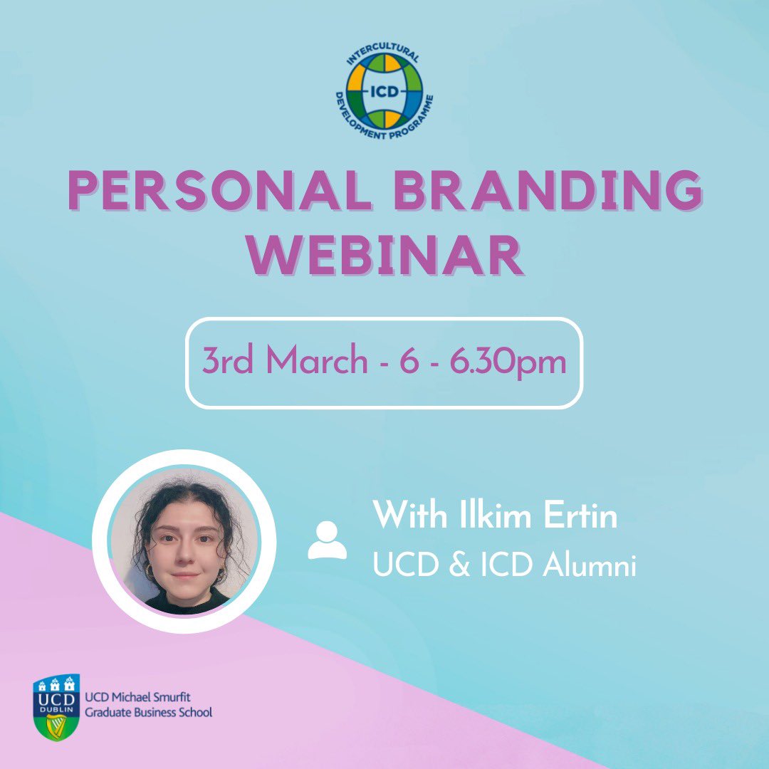 Come one and come all to our ICD #PersonalBranding webinar with @SmurfitSchool MSc Digital Marketing alumni @papinsky_belit Limited spots only! Book a slot now: eventbrite.ie/e/personal-bra… #ICD #Webinars #Students #postgraduate #branding #DigitalMarketing #Diversity