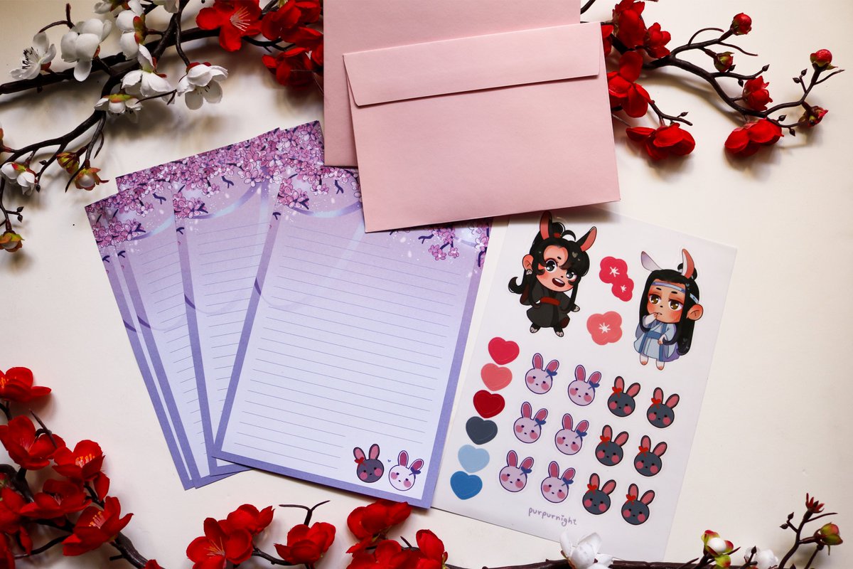 Purpurnight's tweet photo. [RTs are super appreciated]
🌸LETTER SETS🌸
TGCF / MDZS / SVSSS 
 
I usually write letters to my friends and I loved the idea of making my own stationery set! 

#TGCF #TGCFP4P #Hualian #SVSSS #SVSSSP4P #Bingqiu #MDZS #MDZSP4P #Wangxian
⬇️LINK BELOW https://t.co/VcxnA6yaqI