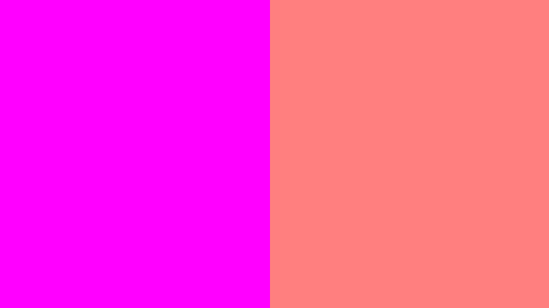 L3G33K's tweet photo. @HueyKuang @ScienceClic Tout dépend de ce qu'on appelle "rose".
Pour moi c'est celui de gauche : #FF00FF en RVB (magenta), alors que j'appelle celui de droite du rouge clair, rouge pâle ou saumon (#FF7F7F), un rouge auquel s'ajoutent du vert et du bleu. https://t.co/dzHARx081X