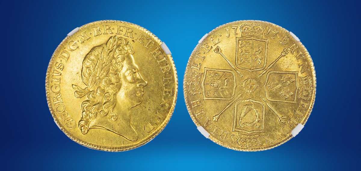 NGCcoin's tweet photo. This Great Britain 1717 2 Guineas is one of the top lots in a @BaldwinsCoins sale in March. It is graded NGC MS 63 and has an estimate of about $45,000. Explore the sale: https://t.co/MfH4CzPDSh #numismatics #coins #ukcoins #britishcoin #englishcoin #coincollecting #goldcoin https://t.co/Cgv4tfiXH2
