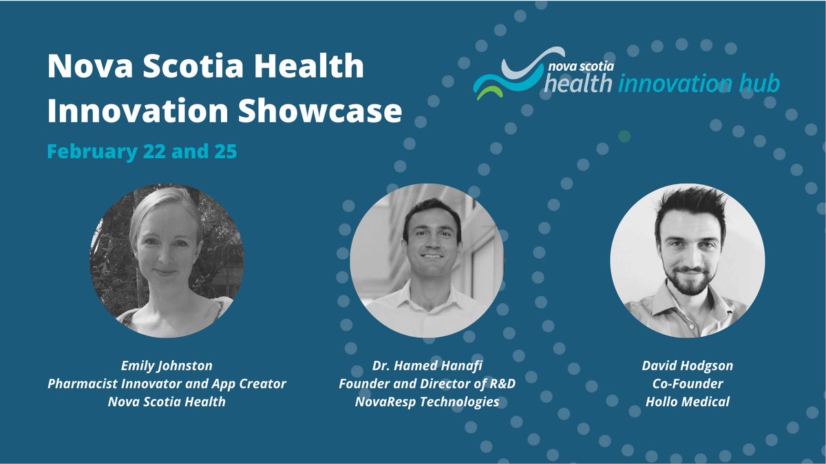 NSHealthHub's tweet image. We're now live with our Innovators are Everywhere in Healthcare panel. Join us now to hear from Dr. Emily Johnston, Dr. Hamed Hanafi, and David Hodgson: nshealthinnovationshowcase.ca #NSHealthInnovates