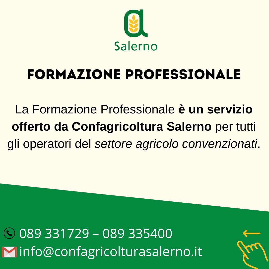 ConfSalerno's tweet photo. La Formazione Professionale è un servizio offerto da Confagricoltura Salerno per tutti gli operatori del settore agricolo convenzionati. https://t.co/kLCrAaqx7H