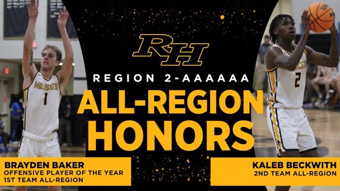 Region 2- 6A just announced the All Region selections. 6’5” guard @braydenbaker11 won Offensive Player of the Year. The senior guard averaged 20.2 ppg during the regular season, including four 30 point games. Baker scored a career high 39 points against South Effingham on Jan. 18