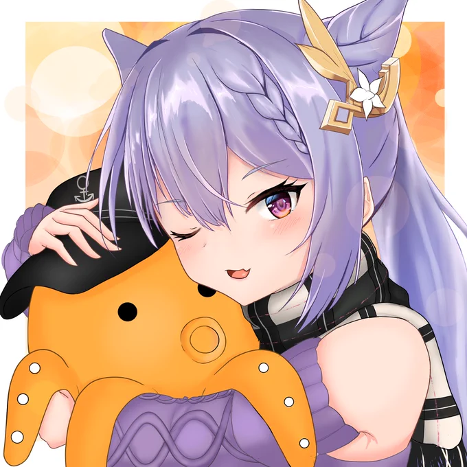 フォロワーさんからお借りしたキャラを抱いてる刻晴です 