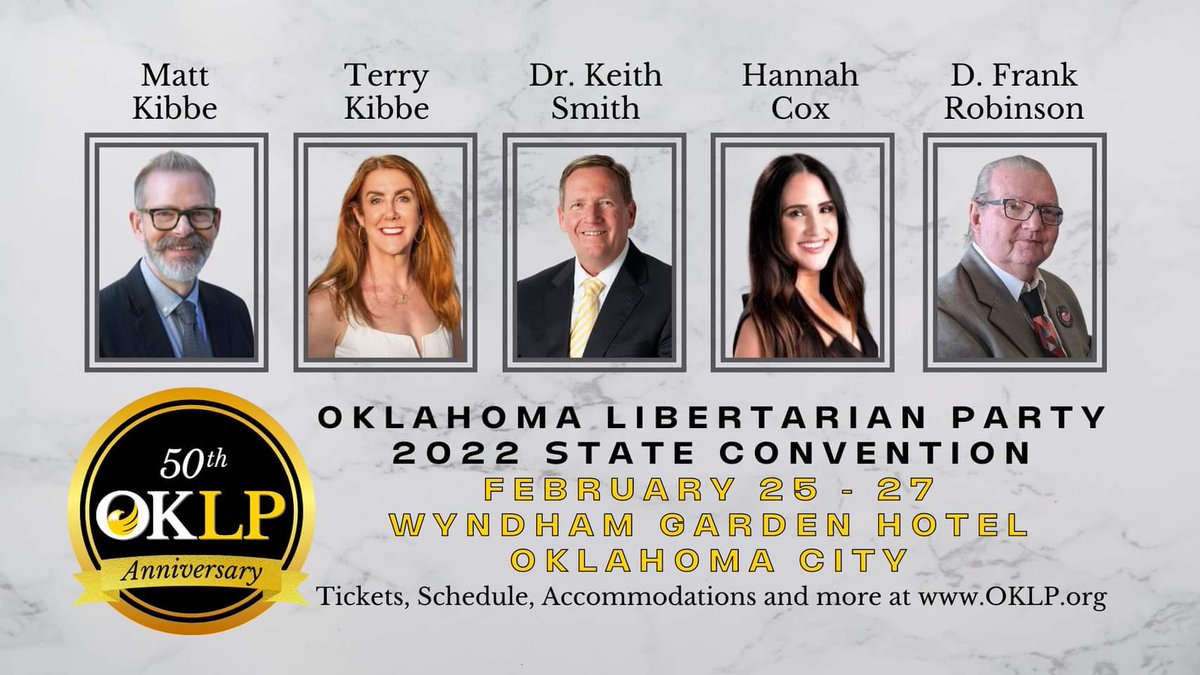 OklahomaCoLP's tweet photo. Today is the beginning of the Oklahoma Libertarian Party 2022 State Convention!  6pm.  See you there 👍 https://t.co/Shoe6iRgHD