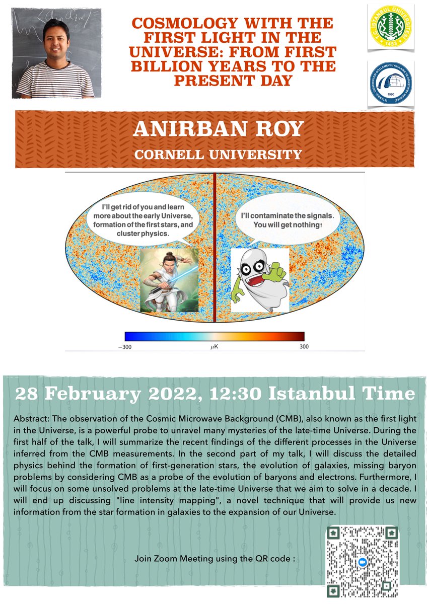 iugozlemevi's tweet photo. As the Istanbul University Observatory we are starting a new online seminar series. Our first speaker is Anirban Roy (@cosmosish) from Cornell University. https://t.co/lYq047RHQi