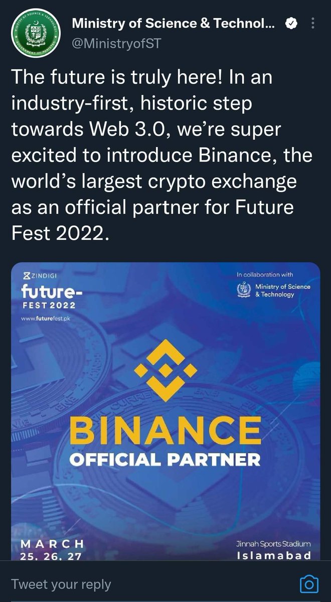 AsimMah20645705's tweet photo. #IsCryptoLegalNow 
@shiblifaraz @ImranKhanPTI 
@fawadchaudhry 
Let's make it clear, crypto is legal or not .
Partnership with Binance shows that this is legal now.
If its true then make instructions to banks to open the portal of Crypto purchases.
#Wewantanswers https://t.co/RKPgJCSR4p