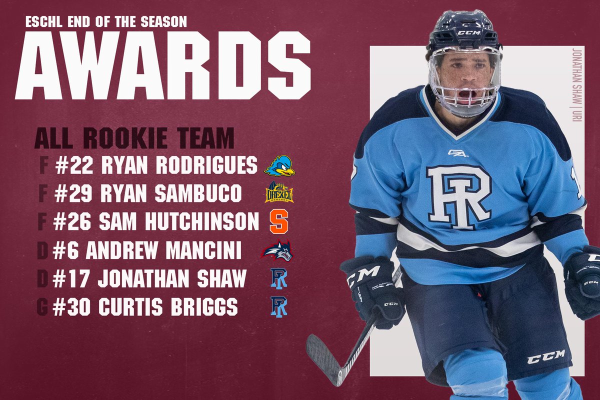 The ESCHL has announced the 2021-22 All-Conference Rookie Team.

Check out all the end of season awards here: bit.ly/3IpwY78