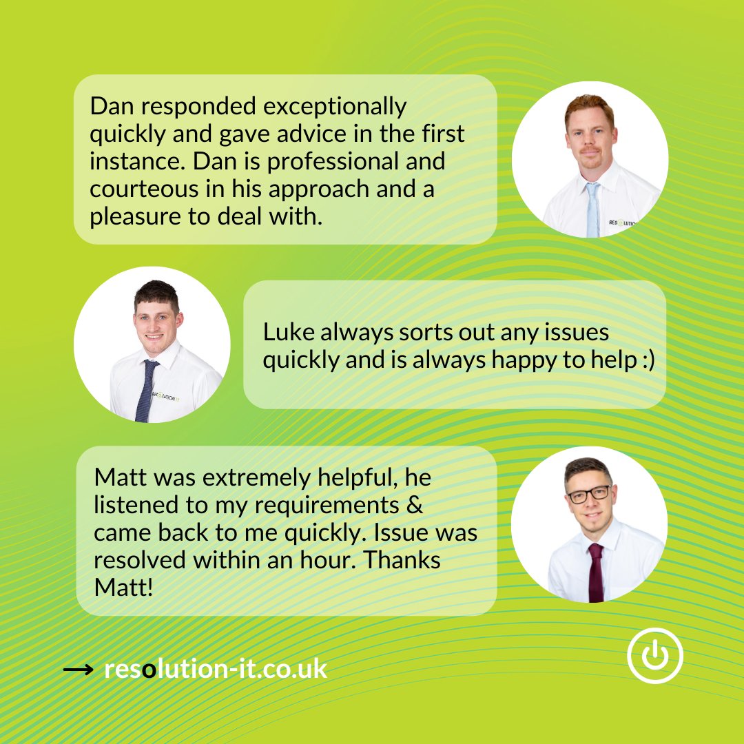 resolutionitgsy's tweet image. Well done Luke, Dan and Matt for some fantastic gold feedback this week! 🏆 👏 

#TopTeam #GoldFeedback #ResolutionIT