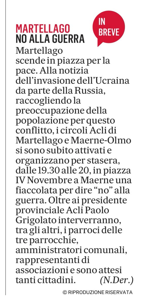PMolena's tweet photo. Questa sera a #Maerne per la #Pace contro ogni #guerra. #fermarelafollia  @Acli_nazionali @RetePaceDisarmo @Mosaicodipace @welikeduel @GenteVeneta @Lavitadelpopolo @Pennacchiiiii https://t.co/Yg5FQ90otG