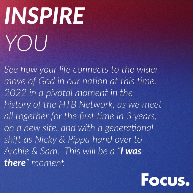 Book now to experience great community and connection this summer. 

focus.htb.org