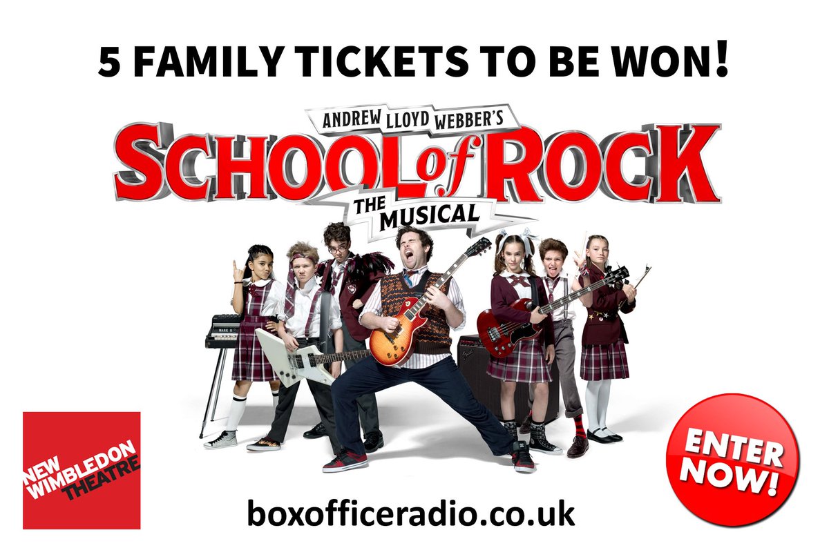 *COMPETITION* ……just a few days left to enter our fantastic competition to win one of 5 family tickets to see <a href="/SchoolOfRockUK/">School of Rock</a> at <a href="/NewWimbTheatre/">New Wimbledon Theatre</a> next month! Head over to our website to enter! Closes Feb 28th #Competition #boxofficeradio #musicals