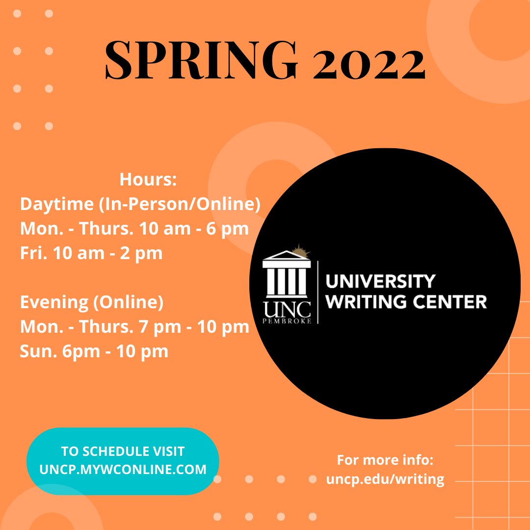 UNCP_WC's tweet image. As midterms approach, don't forget we are here to help!