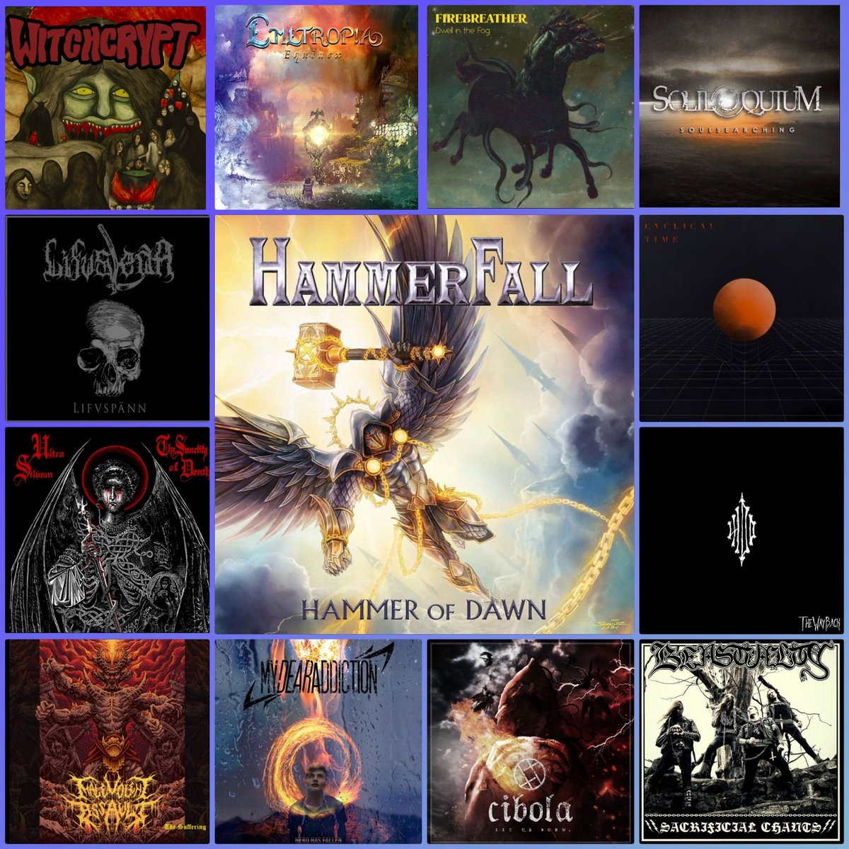 Vegmarg's tweet photo. NEW RELEASES THIS WEEK!  @emetropiaband @HammerFall #Witchcrypt #Soliloquium @FIREBREATHERGBG #Lifvsleda @mydearaddiction #CyclicalTime #MalevolentAssault #Cibola #Beastiality #UltraSilvam #LeftHandOfDarkness 🇸🇪 https://t.co/RVoA2HHgx1