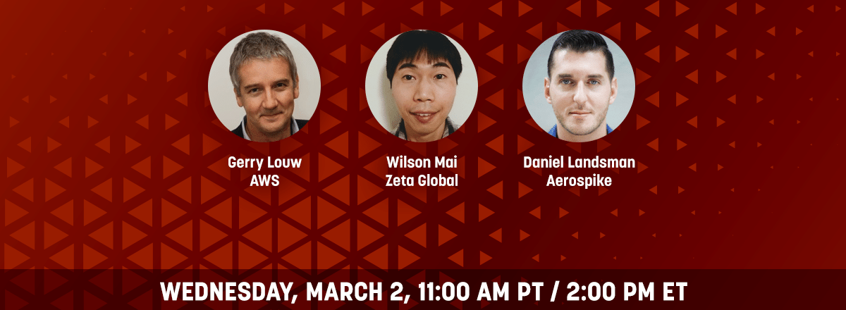 aerospikedb's tweet photo. Attend a webinar on Wednesday, March 2, 11 AM PT with @AWS_Partners , Aerospike and Zeta Global. Learn to leverage real-time behavior data to power a recommendation engine and utilize AWS for elastic scale for the cloud. https://t.co/6gGpuTSkIw #Realtime #AWSPartners #ZetaGlobal https://t.co/C6gAAdskyI
