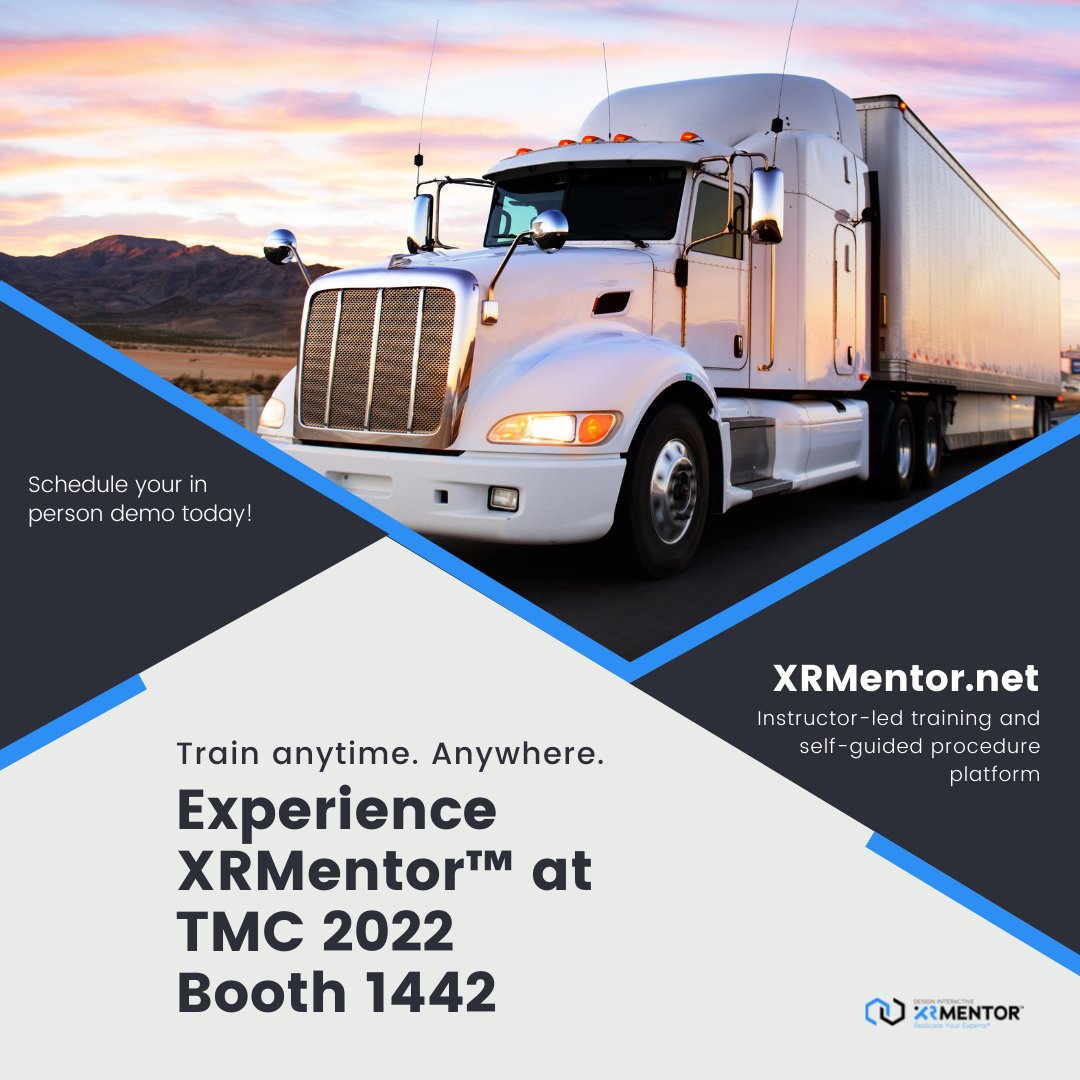 XRMentor's tweet photo. Increase training efficiency by over 60% with XRMentor™. Interested in learning more? Visit us at TMC Booth 1442 March 7th - 10th . #Trucking #Remotetraining #ARSoftware
https://t.co/cyCIvCPLHf https://t.co/fIlf4ejRtG