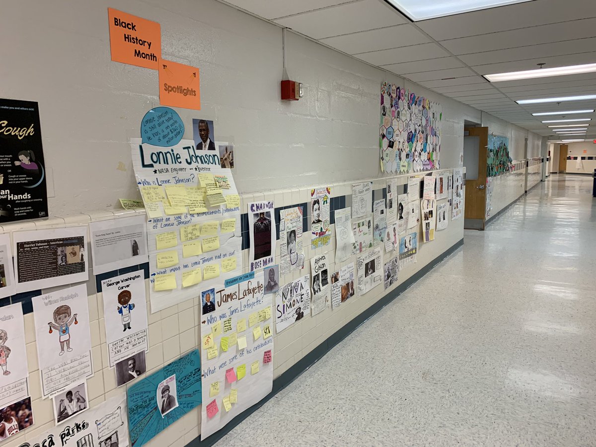Principal_Duffy's tweet photo. Our students have been learning about so many important figures in celebration of Black History Month. I’ve loved watching this collective school project grow! @bushhilles @HannahFCollins https://t.co/gxUB4Sbhqh