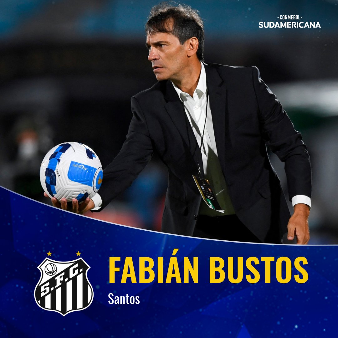 Sudamericana's tweet photo. 🐬⚪ ¡Nuevo entrenador para @SantosFC!

🇧🇷🔝🇦🇷 El argentino Fabián Bustos, ex técnico de @BarcelonaSC, dirigirá al Peixe en la CONMEBOL #Sudamericana.

#LaGranConquista https://t.co/nlnZGMNctR