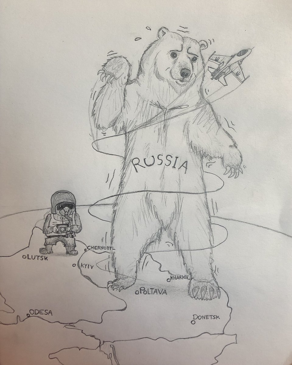 ArtisticElias's tweet photo. The bigger they are, the harder they fall. “The Ghost of Kyiv fights the bear” #ghostofkyiv #UkraineInvasion #UkraineWar #StandWithUkriane https://t.co/DMnOqDggaK