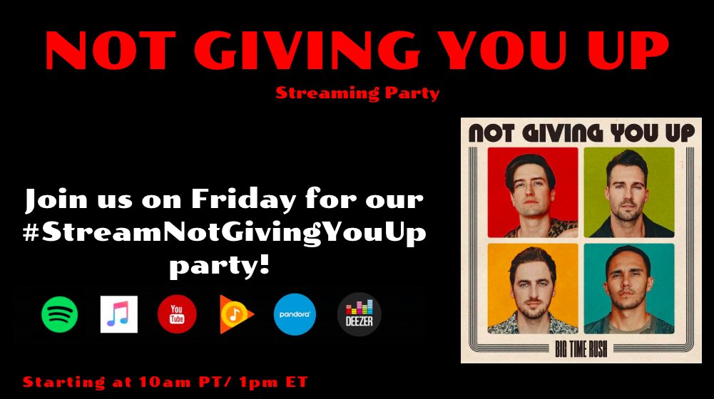 LoganHFanClub's tweet photo. 1 HOUR left until the #StreamNotGivingYouUp Party! We hope you are able to join us β stream from Spotify, Apple Music, Youtube, or any other streaming platform π https://t.co/ceXjzCW4if