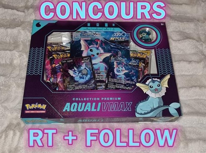 KevinKeldeo's tweet photo. [CONCOURS]
Tentez de remporter ce magnifique coffret Aquali Vmax 😍

Pour participer : 
 • RT + FOLLOW mon compte Twitter 
 • BONUS : Partagez un screen de votre abonnement sur ma chaîne YouTube 

TAS le 20/03 
Bonne chance à tous 🥳

#Pokemon #PokemonDay https://t.co/ccFnJWqHPh