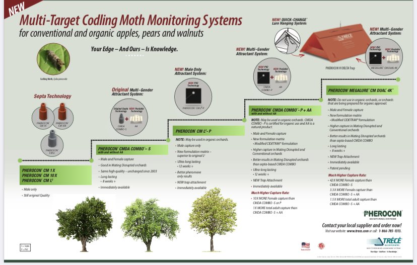 TreceInc's tweet photo. For all your codling moth monitoring needs - check out our extensive lineup of codling moth #monitoring lures!

https://t.co/ahHTQIXbEk https://t.co/Qq00nqmdlx