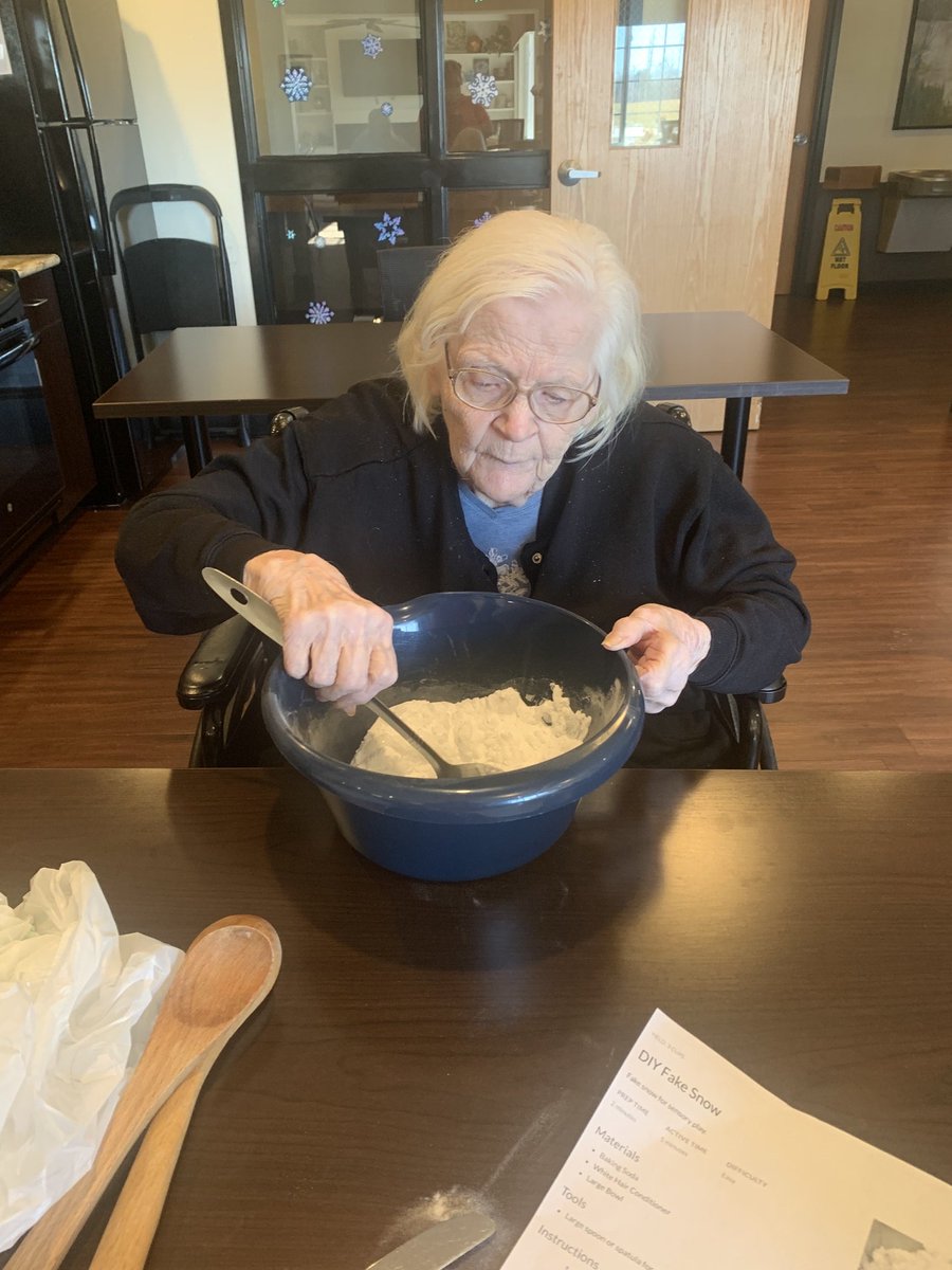 WoodBridgeHC's tweet photo. Who wants to build a snowman? Martha was busy whipping up some snow, so we can build a snowman inside on this cold day @ClareTravis18 #trilogyliving #snowflakeball https://t.co/0SD6J7fV0K