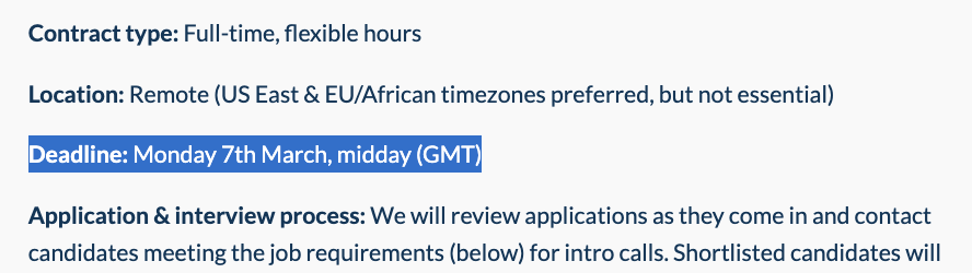 To anyone considering applying to the current vacancy at OWID for a data analyst in poverty and economic development: Please get your applications in soon! 

We’ve updated the ad – the deadline for applications is now *Monday 7th March*.

ourworldindata.org/data-analyst-e…