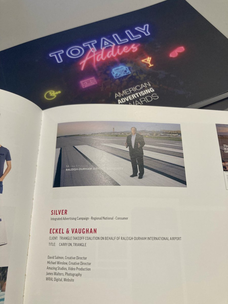 amzgstudios's tweet photo. Congratulations @TriangleTakeoff, @EckelVaughan & @RDUAirport on a great campaign and recognition at the 2022 AAF Triangle #Addies! 🎉
We were honored to play a part in this important campaign and to celebrate with you all last night. #CarryOn https://t.co/J7t7HzrLEA