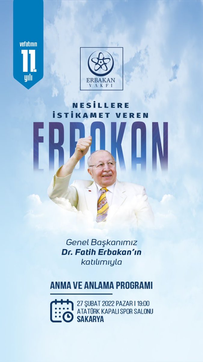 Bu kutlu gecede rahmetli erbakan hocamızın anma programında herkezi davet ediyoru