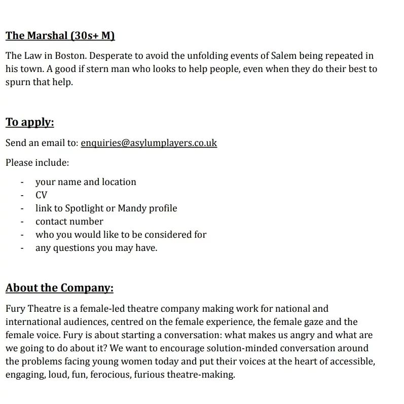 #CASTINGCALL for #ABIGAILTHEPLAY <a href="/SpaceArtsCentre/">The Space</a> - seeking 4F and 1M for paid acting gig, 3 - 7 May (rehearsals 25 April - 2 May) - DM for details, deadline 4 March #witches #salemwitchtrials #auditions #acting #actors #casting #castme #londontheatre