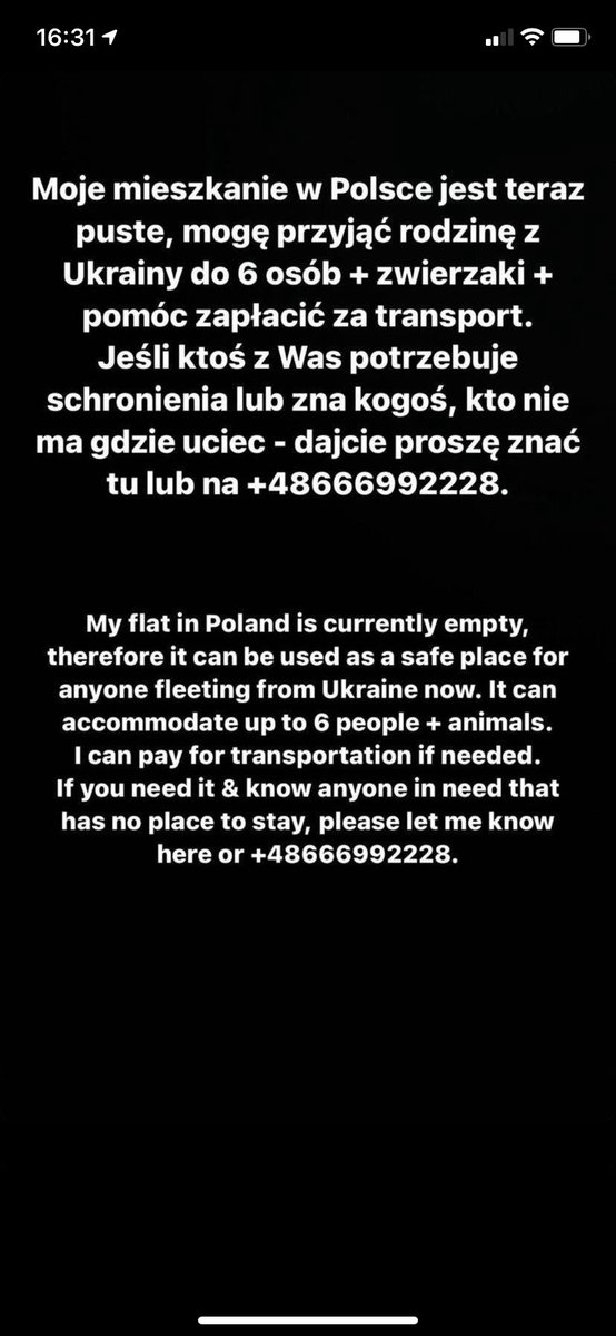 Fullt af Pólverjum sem búa á Íslandi/Íslendingum af pólskum uppruna sem eiga eða hafa aðgang að íbúðum í Kraká, Lodz, Wroclaw, Poznań að bjóða úkraínskum fjölskyldum húsaskjól án endurgjalds as we speak. Fyllir mann stolti 🇵🇱❤️🇺🇦❤️🇮🇸