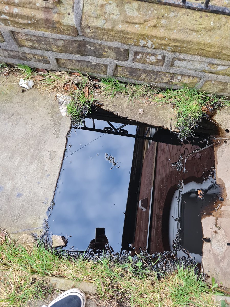 Myzaree90's tweet photo. Not sure how @YodelOnline delivery driver thinks it is acceptable to hide my delivery with a full box of labeled engine oil which results in 10 litres all over my pathway https://t.co/yJ02gvrBEr