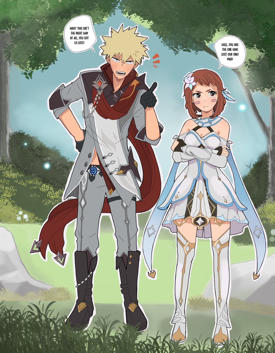 cri_chan's tweet photo. Lost on an Adventure Quest! 🪨🍃🌸

#kacchako #GenshinImpact #childe #lumine #chilumi https://t.co/jz7ObJ394D