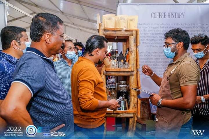 asithadjay's tweet photo. ☕ Hon. Minister Wimal Weerawansha visits our stall at the Industry 2022 in BMICH, Colombo organized by Industrial Development Board , Sri Lanka. @weerawansa_w @GotabayaR @RajapaksaNamal https://t.co/qgzzz6FK45