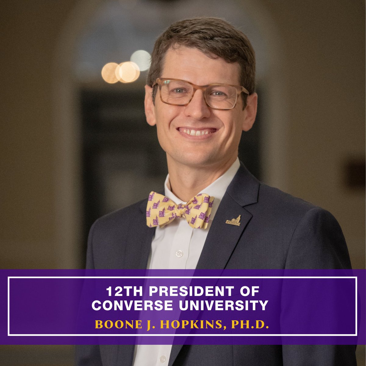 ConverseUniv's tweet photo. Today, the Converse University Board of Trustees announced the selection of Boone J. Hopkins, PhD, as the University’s twelfth president. His experience and success as a campus leader have prepared him well to advance the institution's mission. Read more: https://t.co/Pz9cC72RYi https://t.co/5jiolX0qc3